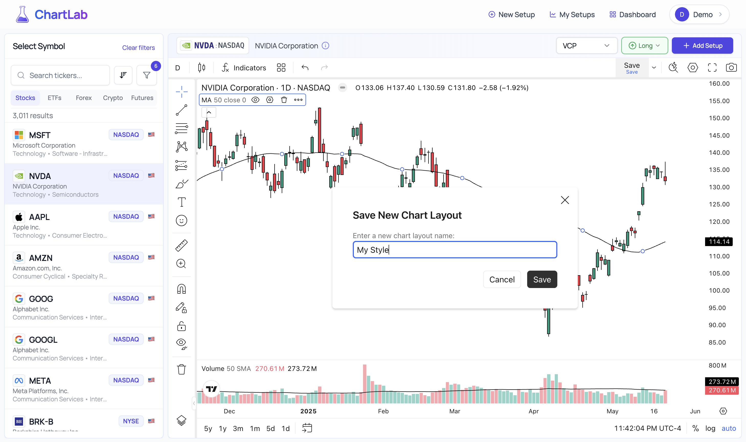 Save Chart Layout Dialog - Build your analysis toolkit