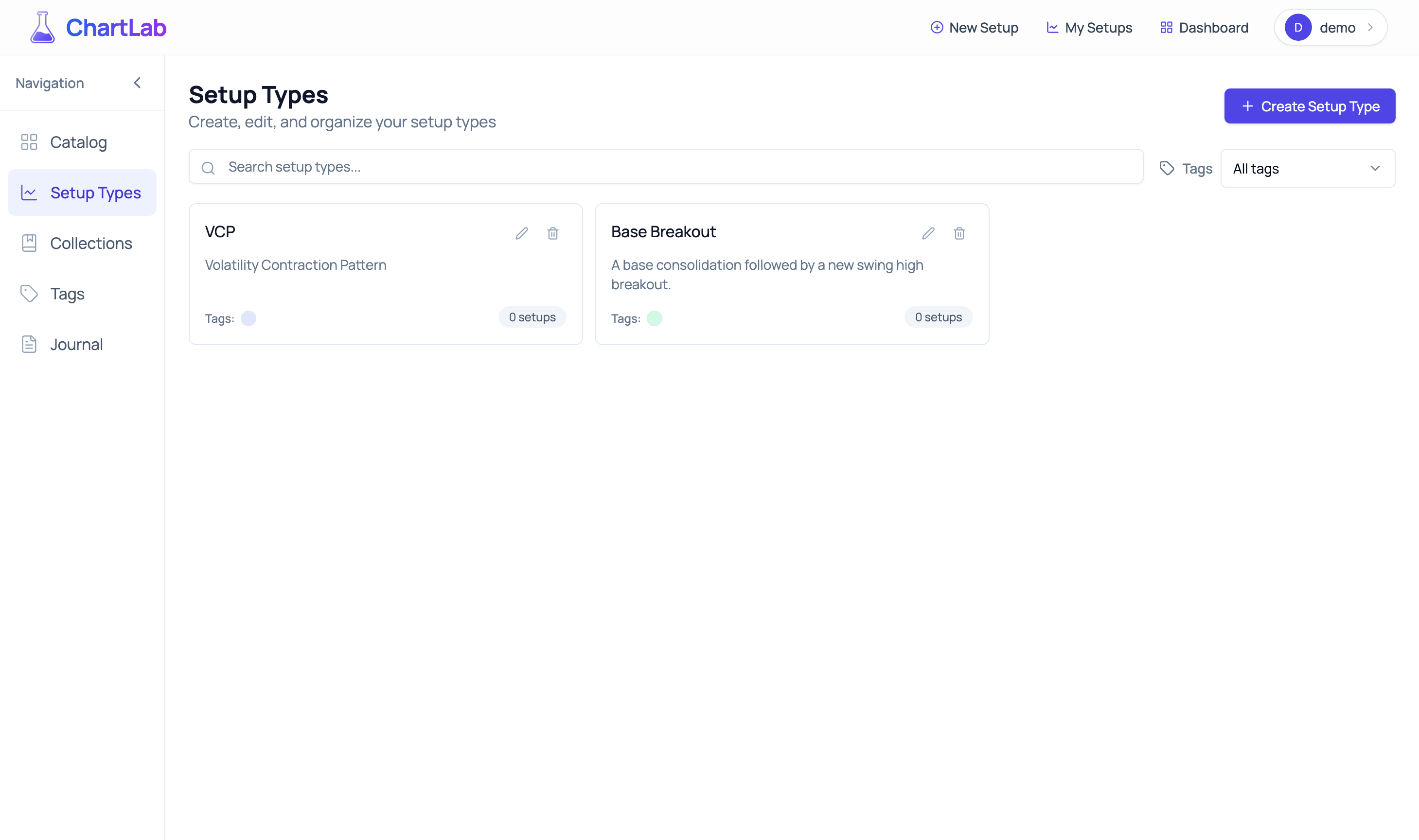 Multiple Setup Types Added - A growing pattern library